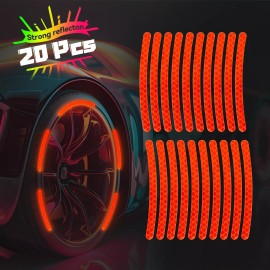 Lasertail 20Pcs/Pack Reflective Laser Car Wheel Rim Decal Sticker For for Cars Motorcycle - Red