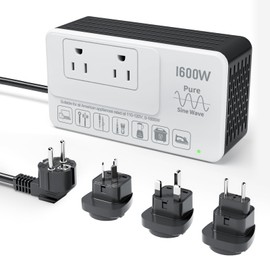 220V to 110V Converter US to Europe, Voltage Converter for European Travel, 1600W - Plug & Play, Power Any U.S. Appliances Overseas, Step Down Transformer Universal Adapter for International Travel