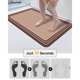 TBEECOZY Bath Mat, Bathroom Mat Non Slip, Washable Absorbent Quick Dry Bath Mats for Bathroom, Fits Under Door Bathroom Floor Bathtub Mat for Bath (Double Brown,16"x24")