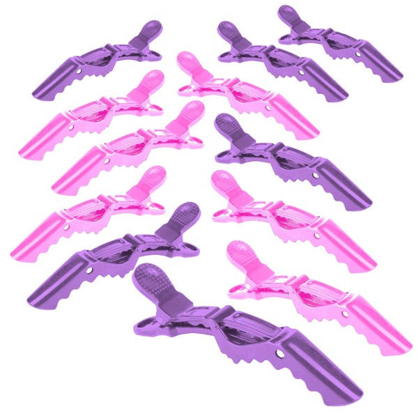 Deke Home Women Styling Hairclip - Plastic Alligator Hair Sectioning Clips - Durable alligator hair clip with nonslip grip & wide gator big teeth for easy styling thick/thin (12Pack Colorful)
