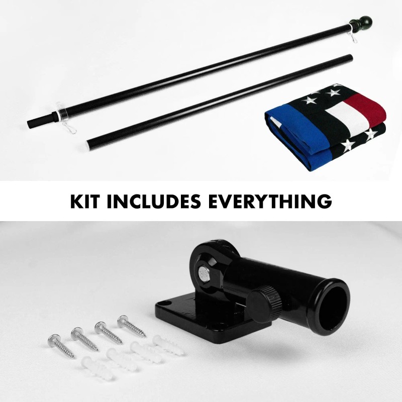 UD_G128 Flag Pole 5 FT Black Tangle Free & Blue