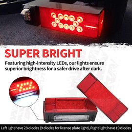 Gonice Submersible Boat Trailer Light Kit - Super Bright LED Trailer Lights, Ideal for Camper Truck RV Snowmobile Under 80" - DOT Compliant, IP68 Waterproof