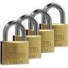 ABUS Vorhängeschloss Messing 65/40 - 4er Set, gleichschließend - Kellerschloss,