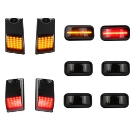 KEEGTBOX Smoke LED Cab Roof Light Kit Compatible with Hummer H2 & H2 SUT 2003-2009 Front Amber & Rear Red Top Clearance Marker Lights Replacement for OE Halogen Lamps (10pcs)