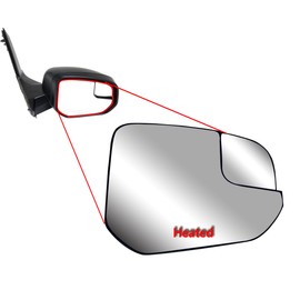 Replacement Passenger Right Side Mirror Glass Heated with Blind Spot Glass and Back Plate for Ford Transit Connect from 2014 to 2023