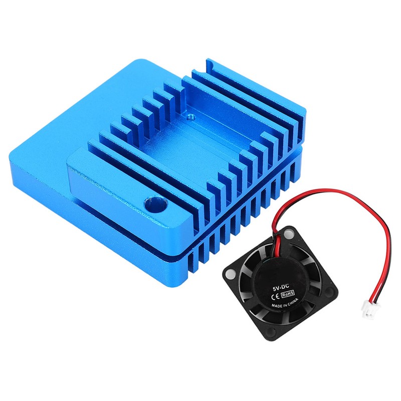 Blue Aluminum Alloy Mini Router Shell Case with Cooling Fan