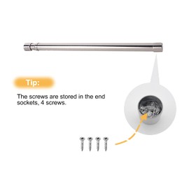 Sinzau Extendable Wardrobe Rail, Stainless Steel Clothes Rail, Sturdy Recess Bar, Pipe with End Sockets (32-52 cm)