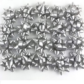 Worlds Silver Confetti Gift Bows Star Gift Bows for Christmas Gift Wrap Bows 2-3/4" Inch(20 Pack)