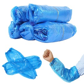 STGOOD Disposable PE Sleeves Covers, 100PCS Transparent Blue Waterproof Arm Protectors, 15.7 Inches