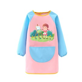 Mecmbj Children's Painting Smock, School 1st Class Children's Apron with Pockets and Sleeves, Waterproof, Painting Apron Children for School Art Painting, Cooking, Laboratory Activity, 7-12 Years Boy