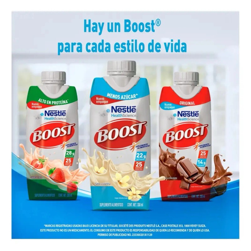 Boost Menos Azúcar Suplemento Alimenticio Mix Sabores Caja Piezas 330