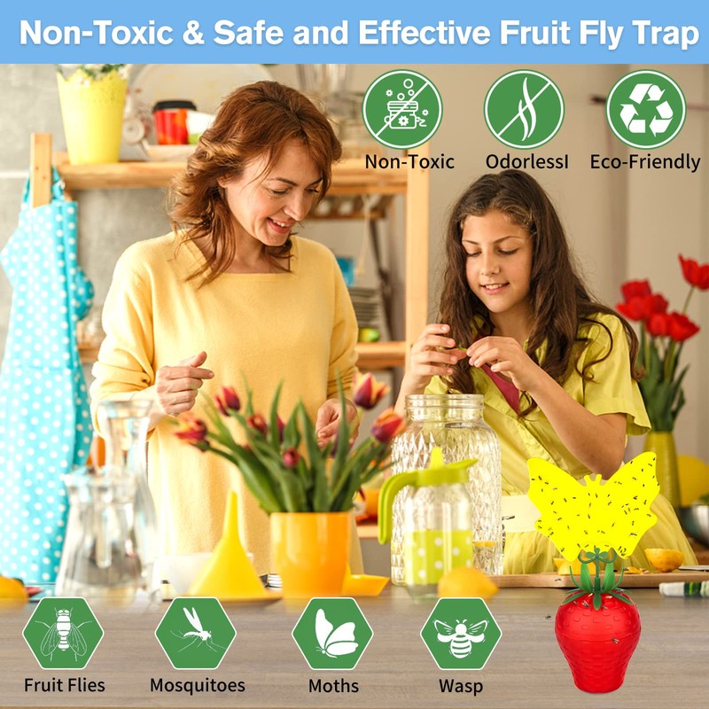 Fruit Fly Traps for Indoors, Gnat Killer Pet&People Safe, Effective