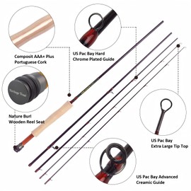 Aventik Heritage Trout Fly Fishing Rod with Extra Tip, 8'6'' 4wt & 9'0'' 5wt 6wt, 4/5-Pcs Travel Fly Rod, High Carbon Fiber Fast Action for Small Creeks & Rivers(9'0'' LW5)
