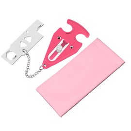 Portable Door Lock for Additional Safety and Privacy Perfect Travel Lock Heavy Duty Extra Lock for School Dormitory Rented Rooms Hotel Home Motel（Pink）