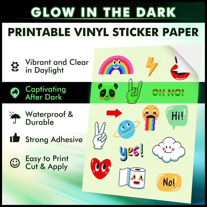 A-SUB Glow in The Dark Printable Vinyl Sticker Paper for