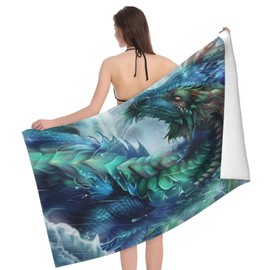 dhakalrlde Majestic Sea Dragon Beach Towel - 32×52in Microfiber Large Lightweight Quick Dry Bath Pool Swim Fantasy Art Towel for Women Adults Kids, Absorbent Sand Proof Soft Towels for Travel Sports