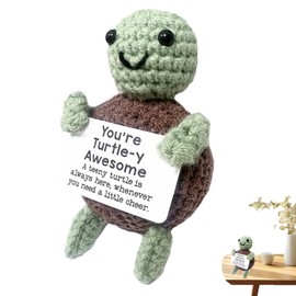 Positive Turtle, Emotional Support Plush, Emotional Support Turtle, Cute Crochet Turtle, Positive Turtle with Positive Words, Gifts for Women Men, Emotional Support Plush for Home Desktop Decor
