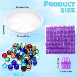 LOYIM 20 Pcs 8 Inch Stepping Stone Kit Include Round Concrete Mold Mosaic Tiles and Letters Numbers Stamps DIY Craft Art Make Your Garden Stepping Stone for Family Outdoor Decorative (No Concrete Mix)