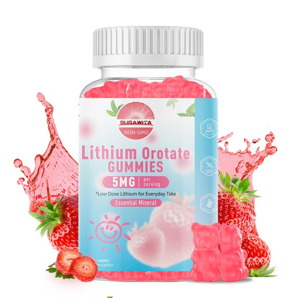 SUGAWITA Lithium Orotate 5mg Gummies | Plant-Powered Bioavailable Chewable Lithium