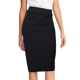 Black Skirt Knee Length,High Waisted Stretchy Pencil Skirt Midi Skirt for Women UK,Tight Black Pencil Skirt Office Ladies Women's Skirts Elasticated Waist (M)