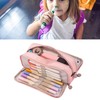 Pencil Pouch With 3 Compartments Large Capacity Double Opening Soft