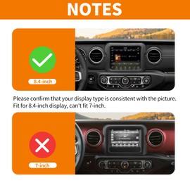 RT-TCZ - Marco de visualización de navegación para decoración táctil GPS de 8.4 Pulgadas, Accesorios Interiores ABS para Jeep Wrangler JL 2018 2019 2020 2021 Gladiator JT Rubicon Naranja