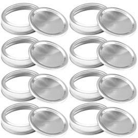 16Pcs Canning Lids suitable to for Rings Wide Mouth, Premium Mason Jar Lids with Bands/Rings for Wide Mouth Ball, Food Grade Material, 100% Fit & Airtight for Wide Mouth Mason Jars