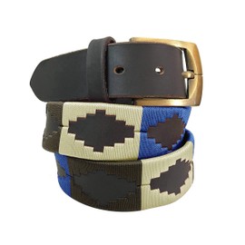 Carlos Diaz Mens Womens Premium Unisex Brown Leather Embroidered Designer Polo Belt (85 cm/ 32-34 Inches)