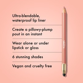 ICONIC LONDON Fuller Pout Sculpting Lip Liner | Blendable, Dual Ended Lip Liner with Creamy Colour and Lip Sponge for Buffing, Cruelty-Free, Vegan Makeup (Unbothered) 0.036 Oz