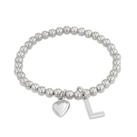 Hurley Burley Girl's Silver Initial Charm Ball Bracelet 16cm