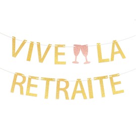 VINFUTUR Vive La Retraite Banner French Retirement Garland for Retirement Farewell Party