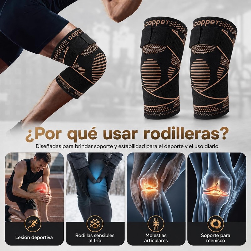 Rodilleras Gym 2 Piezas, Compresión Ajustable (Estilo A, Amarillo, L)