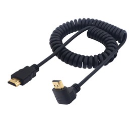 LANMINGLEL Right Angle HDMI Coiled Cable, 90 Degree HDMI Male to Male Spring Coil Cable, High Speed Supports 4K 60Hz 1080P Compatible for TV PC Laptop (Up Angle)