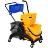 HOMCOM 13.7 Gallon Mop Water Bucket Wringer Cart with Easy