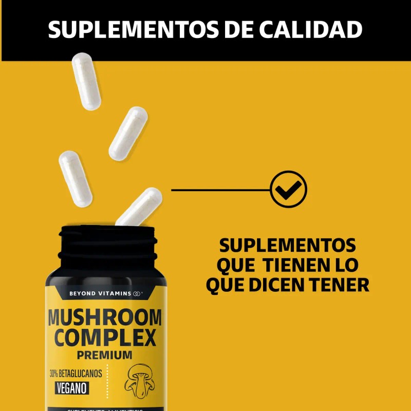 Mushroom Complex Hongos Adaptógenos Melena Leon Nootrópico Natural Vitaminas Mujer