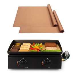 UNCO- Copper Grill Mats for Outdoor Grill, 22" x 16", 2 Pack, Nonstick Reusable Grilling Mats for Outdoor Grill, BPA and PFOA Free with PTFE-Fiberglass Coating