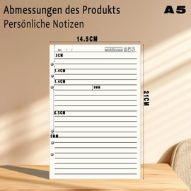 YFLeomry 180 Sheets A5 Line Paper 3 Packs Ring Binder A5 Refillable 6 Holes Ring Binder A5 Notebook A5 Ring Binder Refillable for A5 Notebook Diary (21 x 14.5 cm)