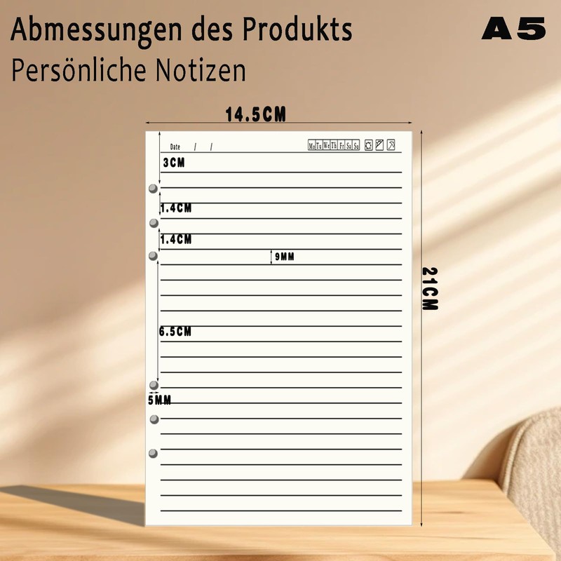 YFLeomry 180 Sheets A5 Line Paper 3 Packs Ring Binder