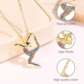 CEMOTY Charm Necklaces for Teen Girls-Gymnastics Necklace for Teen Girls-Cute Gymnastics Pendant Necklace Jewelry for Girls Birthday Christmas Gifts-Girls MixColor Gymnastic Necklaces