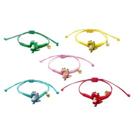 MMIUAEG Colorful Dinosaur Charm Braided Bracelet Candy Color Beaded Braided Dinosaur Bracelet for Women Men Friendship Bracelets Set Decors-Set A