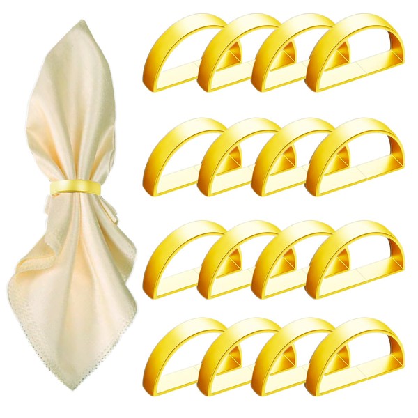 16 Pcs Gold Napkin Rings - Metal Napkin Ring,Stainless Steel
