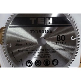 TCT Circular Saw Blade 185mm x 80T x 20mm Bore (16mm ring) also fits Evolution Bosch Makita etc 184mm (80 Teeth)