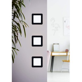 EGLO Fueva 5 LED Recessed Spotlight, L x W, 11.7 cm, Steel and Plastic Spotlight, Recessed Light in Black, White, Flat Recessed Spotlight, Low Installation Depth 26 mm, Neutral White