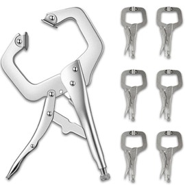6 Pcs C Clamp with Swivel Pads, 6 Inch Heavy Duty Locking Pliers for Woodworking, Welding, Pocket Hole Joinery, Cabinetry, Repair, and DIY Projects, Adjustable Clamp for Home and Workshop Use