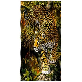 Violetpos Bath Towel Jungle Golden Cheetah 70 cm x 140 cm Beach Towel