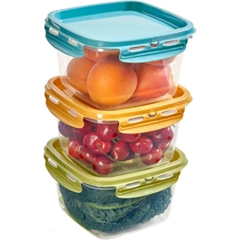 Snips, SnipsLock MIXCOLOR, Set of 3 Food Containers, 3 x 1 LT, Square, 14.7 x 14.7 x 12 cm, Made in Italy