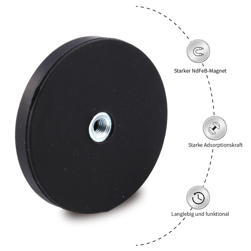 Pack of 6 Neodymium Magnets Rubberised Rubber Round Magnets Magnetic