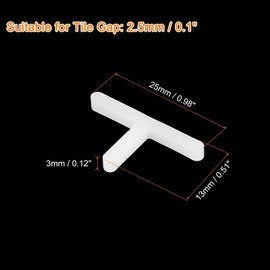 uxcell 600Pcs Wall Floor Tile Plastic T-Shape Spacers Tiling Tools 2.5mm 3/32" Tile Spacers for Ceramic Tile Installation, White