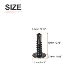 DTGN #10x3/4 Sheet Metal Screws - 100Pack - for Wood, Furniture - 410 Stainless Steel Phillips Round Head Washer Drill Tail Self Tapping Screws - Black