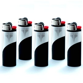 Kasher Classic Lighter Tool Without Lighter - Stainless Steel, Lightweight, Durable Construction, Portable - Fits Any Lighter - Usage as Cutter for Opening Packages - 0.8mm Thick - Pack of 5 (Silver)